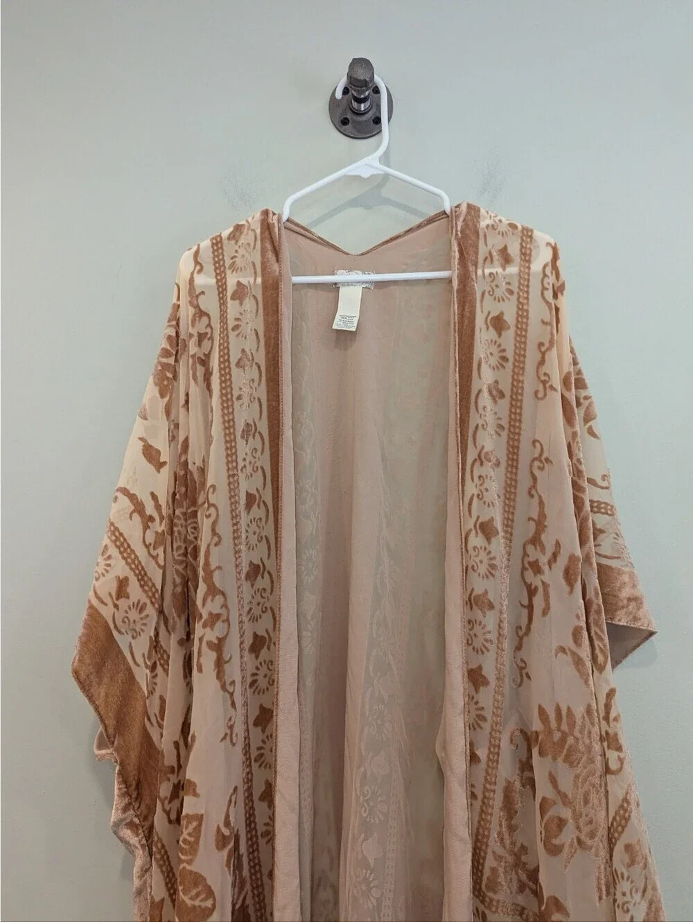 Free People Nightbird Burnout Brown Kimono One Size
